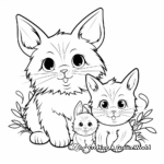 Fluffy Bunny Hugs Cute Kitten Coloring Page 4