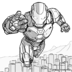 Flying In The Sky Iron Man Coloring Pages 3
