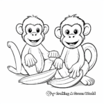 Friendly Monkeys Sharing a Banana Coloring Pages 1