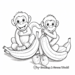 Friendly Monkeys Sharing a Banana Coloring Pages 2