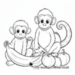 Friendly Monkeys Sharing a Banana Coloring Pages 3