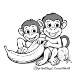 Friendly Monkeys Sharing a Banana Coloring Pages 4