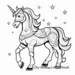 Galactic Themes: Unicorn Horse in Space Coloring Pages 1