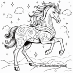 Temas Galácticos: Caballo unicornio en el espacio Páginas para colorear 3