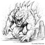 Godzilla in Action: City-Destruction Coloring Pages 4