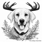 Golden Retriever Wearing Antlers Coloring Pages 1