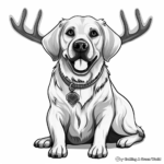 Golden Retriever Wearing Antlers Coloring Pages 2
