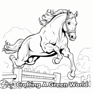 Horse Jumping Coloring Pages - Free &amp; Printable!