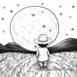 Harvest Moon and Stars Evening Scene Coloring Pages 1