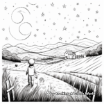 Harvest Moon and Stars Evening Scene Coloring Pages 2