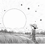 Harvest Moon and Stars Evening Scene Coloring Pages 3