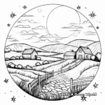 Harvest Moon and Stars Evening Scene Coloring Pages 4