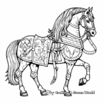 Páginas para colorear de caballos unicornios medievales históricos 3