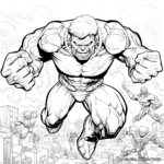 Hulk vs Villains: Superhero Battle Coloring Pages 1