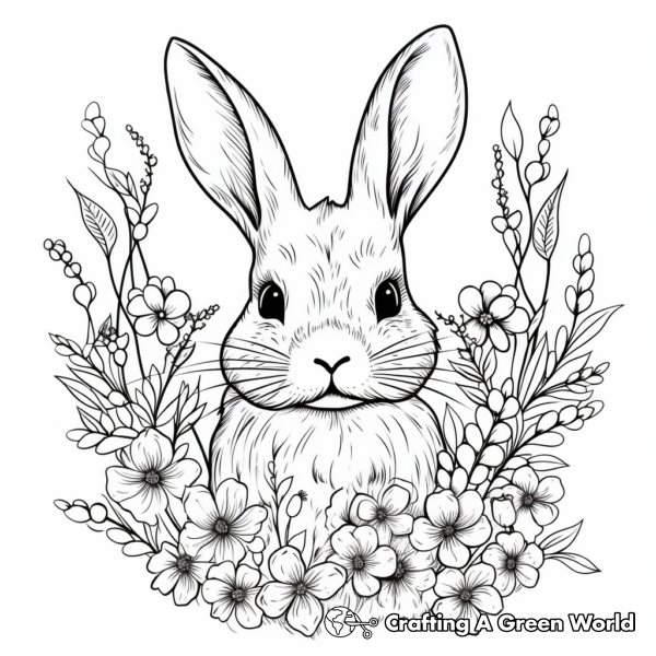 Bunny With Flowers Coloring Pages - Free & Printable!