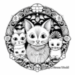 Intricate Mandala with Cat and Bunny Coloring Page 1