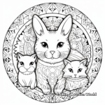Intricate Mandala with Cat and Bunny Coloring Page 2