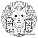 Intricate Mandala with Cat and Bunny Coloring Page 3