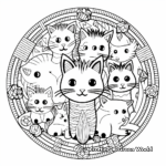 Intricate Mandala with Cat and Bunny Coloring Page 4