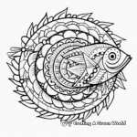 Intricate Salmon Fish Mandala Coloring Pages 2