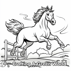 Horse Jumping Coloring Pages - Free &amp; Printable!