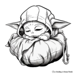Lovely Baby Yoda Sleepy Time Coloring Pages 2