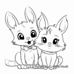 Lovely Kitty and Bunny Best Friends Coloring Page 1
