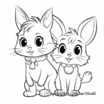 Lovely Kitty and Bunny Best Friends Coloring Page 4