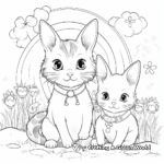 Magical Cat and Bunny Rainbow Coloring Page 2