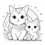 Magical Cat and Bunny Rainbow Coloring Page 3