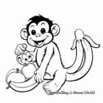 Mama and Baby Monkey Sharing a Banana Coloring Sheets 2