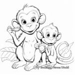 Mama and Baby Monkey Sharing a Banana Coloring Sheets 3