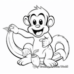 Mama and Baby Monkey Sharing a Banana Coloring Sheets 4