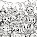 Masquerade Party Scene Coloring Pages 2