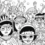 Masquerade Party Scene Coloring Pages 3