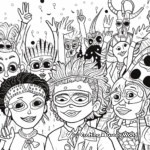 Masquerade Party Scene Coloring Pages 4