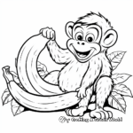 Mischievous Monkey Stealing Bananas Coloring Pages 2