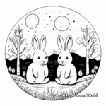 Moonlit Rabbits: Nocturnal Scene Coloring Pages 4