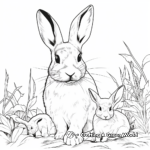 Motherly Doe Rabbit and Kits Coloring Pages 1