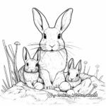 Motherly Doe Rabbit and Kits Coloring Pages 2