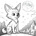 Night Scene: Jackal under the Moon Coloring Pages 1