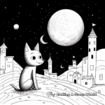 Night Scene: Jackal under the Moon Coloring Pages 3