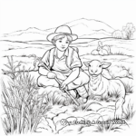Peaceful Shepherd in Nature Coloring Pages 1