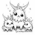 Pugicorn Family Coloring Pages: Parents and Pupiocorns 1