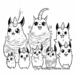 Pugicorn Family Coloring Pages: Parents and Pupiocorns 2