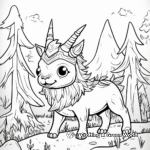 Pugicorn in the Wild: Forest Scene Coloring Pages 3