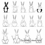 Rabbits in Various Postures Coloring Pages 2