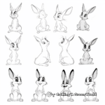 Rabbits in Various Postures Coloring Pages 3