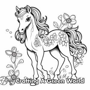 Rainbow Horse Coloring Pages - Free &amp; Printable!