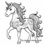 Rainbow Unicorn Horse Coloring Pages 4